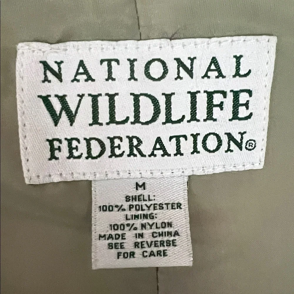 National Wildlife Federation Trench Coat Lined Embroidered Herons Tan Medium - Picture 7 of 12